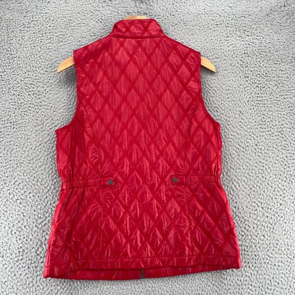 Chicos Jacket Womens 0 US Small Red Textured Diamond Vest Sleeveless Zip Pockets - Picture 3 of 10